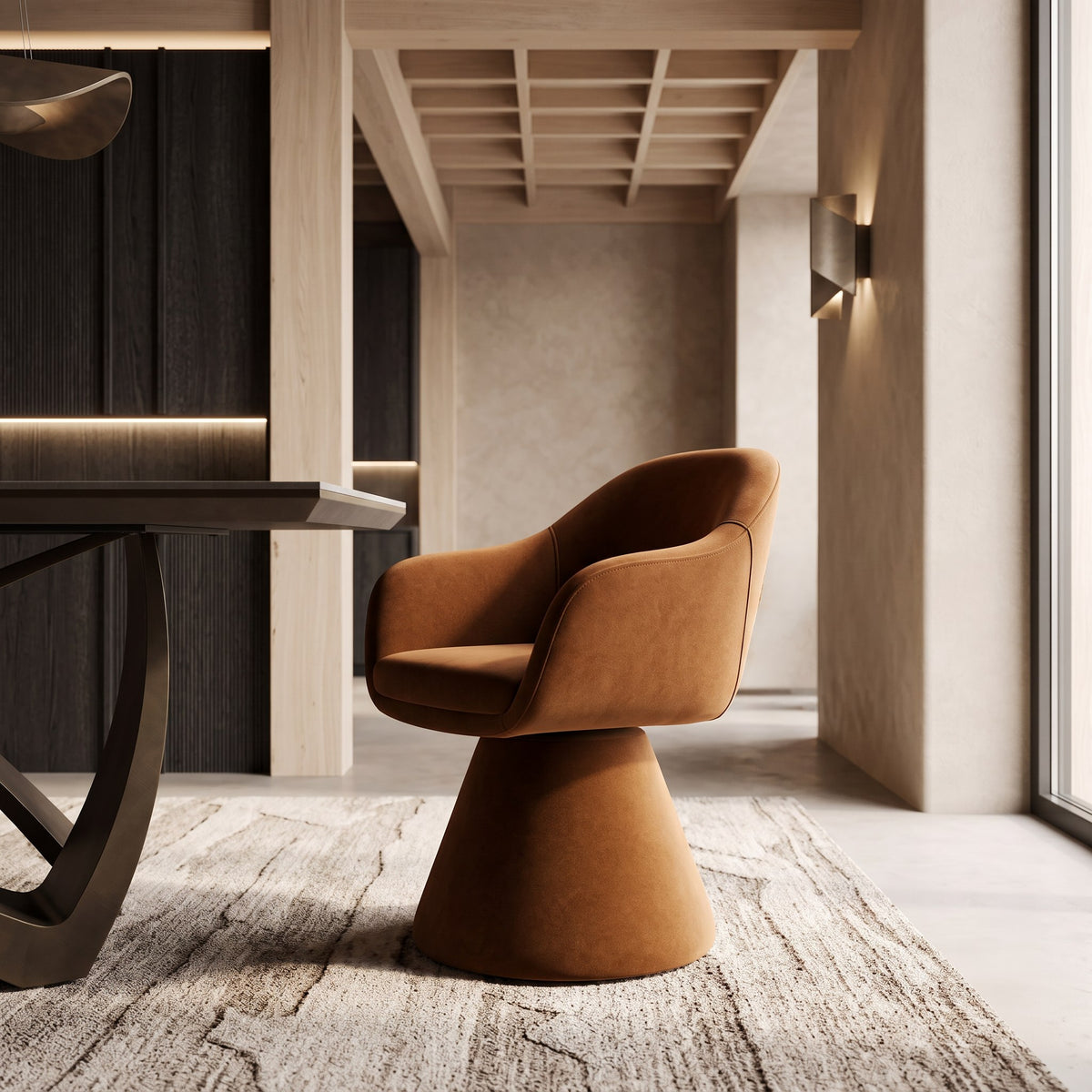 Risa Modern Rust Fabric Swivel Dining Chair by VIG Furniture - View 8