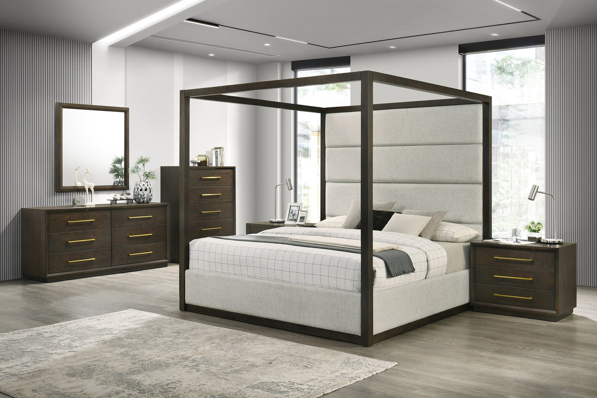 Eastern King Manhattan - Contemporary Canopy Cherry Bedroom Set by VIG Furniture - View 1