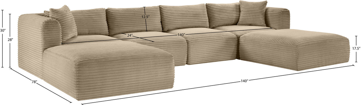 Shaggy - Fabric 6 Piece Modular Sectional With 2 Ottomans