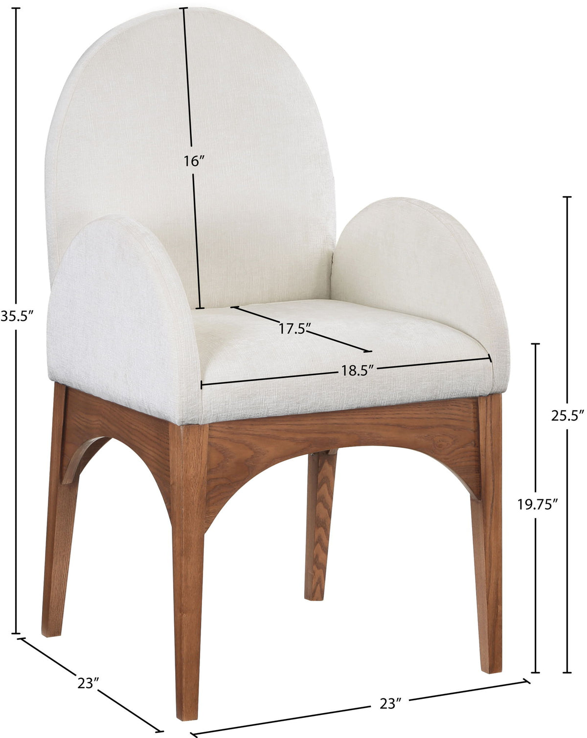 Waldorf - Chenille Dining Arm Chair With Brown Legs