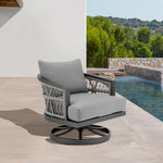 Zella - Outdoor Patio Swivel Armchair - Light Gray / Earl Gray