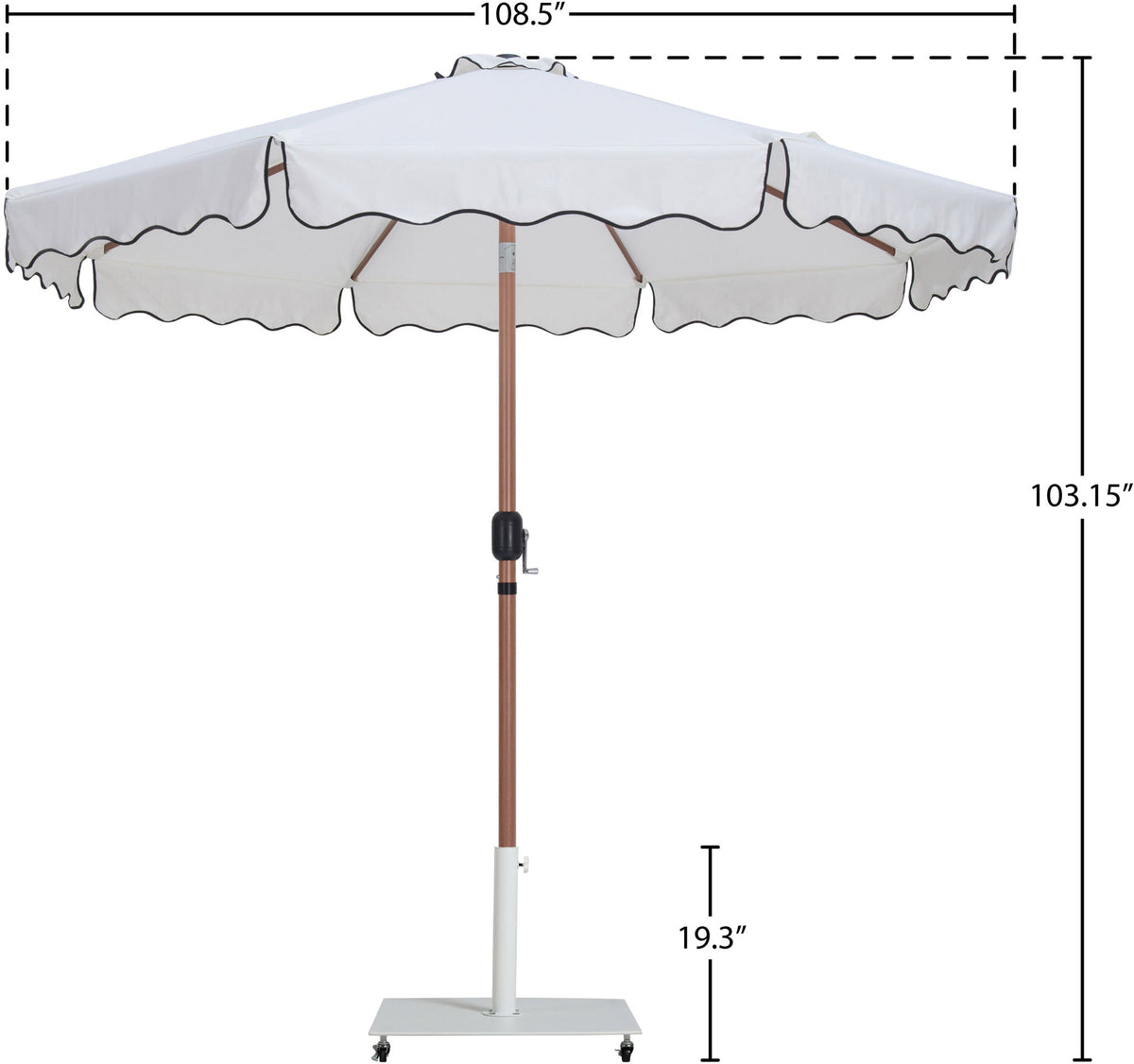 Amalfi - Aluminum Patio Umbrella - White Base / Light Brown Pole
