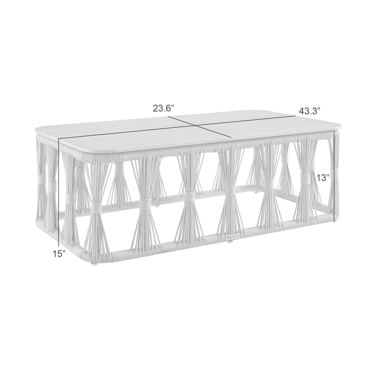 Breeze - Powder Coated Metal Rectangle Outdoor Coffee Table With Sintered Stone Table Top - Cream