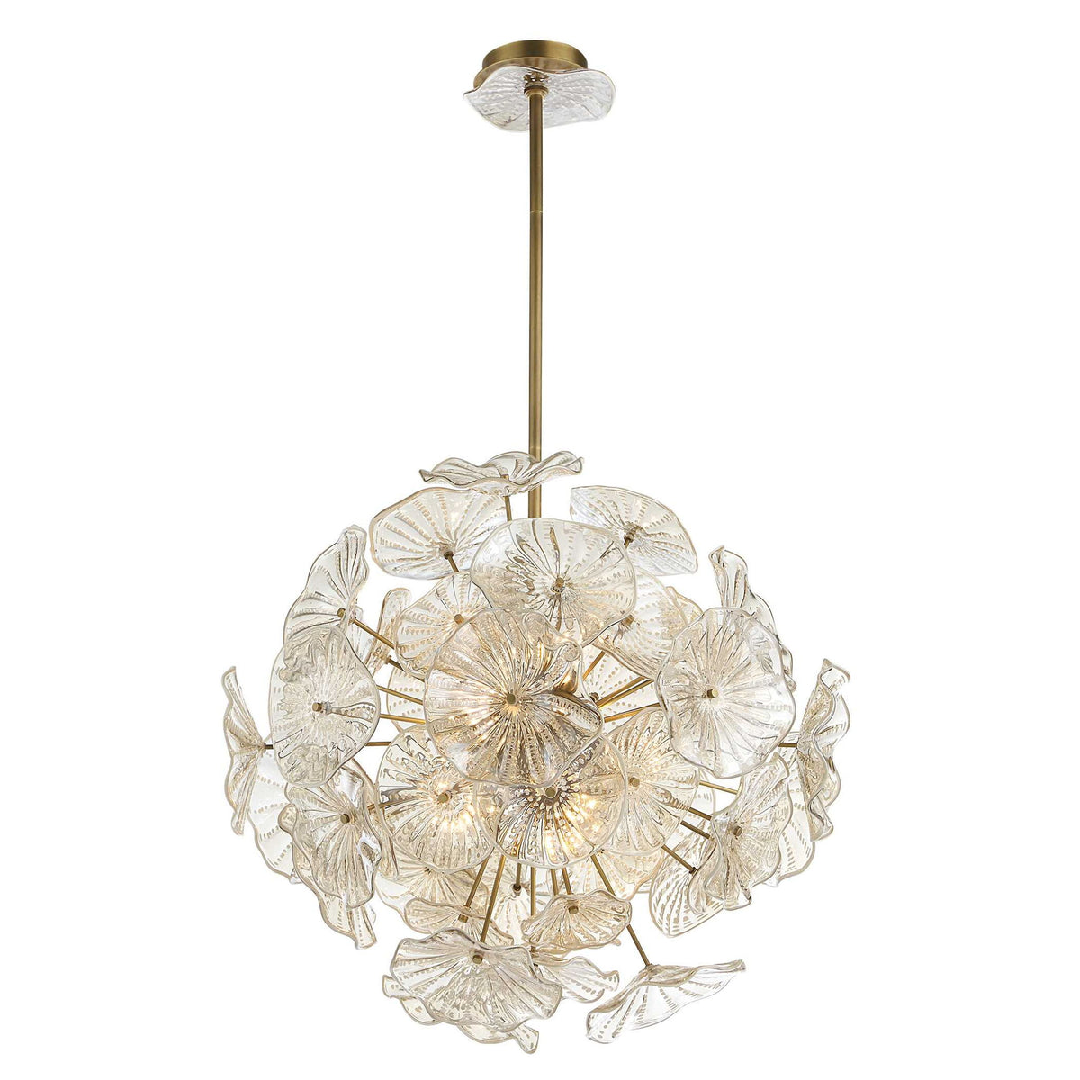 Champagne Lily Pads - Pendant - Light Antique Brass