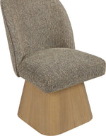 Marlowe - Linen Textured Fabric Upholstered Swivel Dining Side Chair - Stained Natural