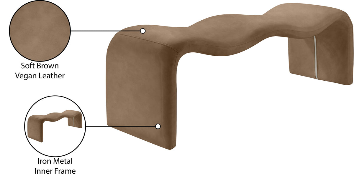 Willow - Faux Leather Bench - Brown