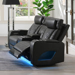 Taddeo - Power Motion Loveseat With Console, Speaker, USB, Wireless Charger & LED - Dark Gray
