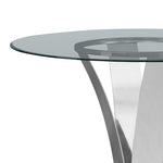 Celina - Modern Contemporary Round Tempered Glass 48" Pedestal Base Dining Table Seats Up To 4 - Shiny Nickel