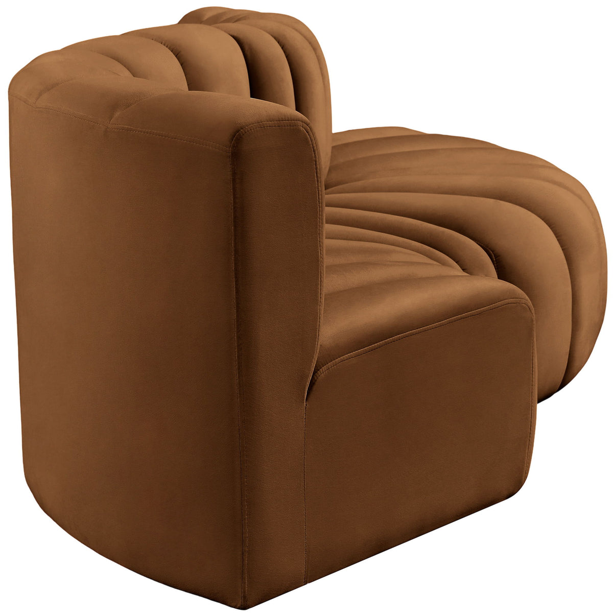 Arc - Velvet 4 Piece L-Shaped Modular Sofa - Saddle
