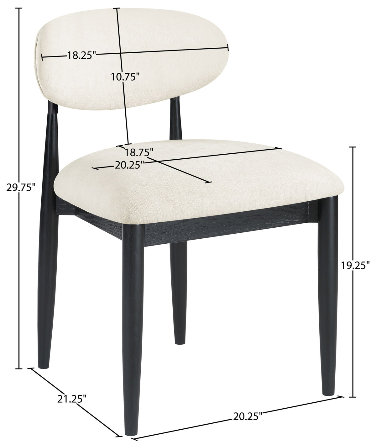 Riccio - Fabric Dining Side Chair (Set of 2) - Black Frame