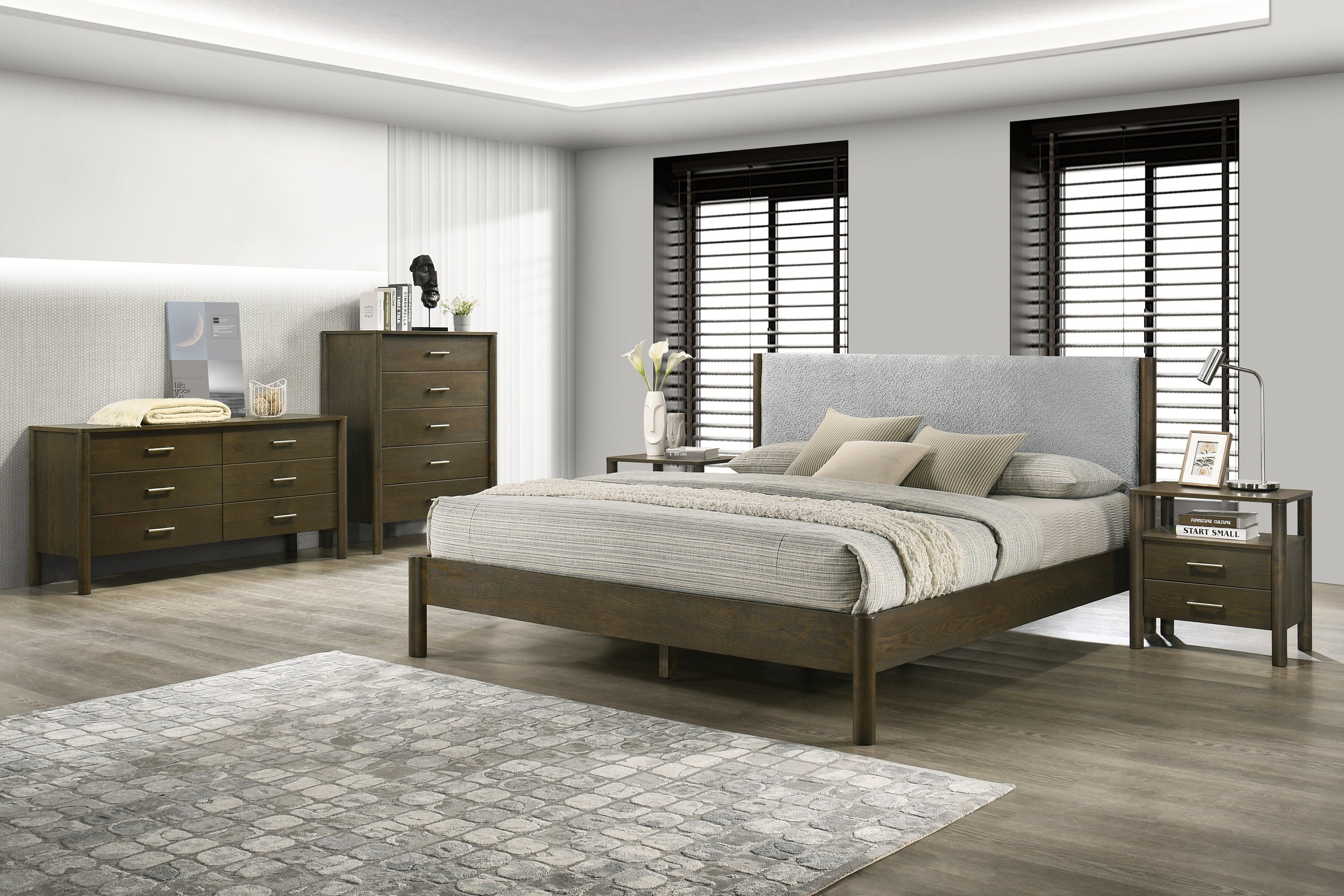 Queen Carolina - Modern Grey Fabric + Wenge Bedroom Set by VIG Furniture - View 1