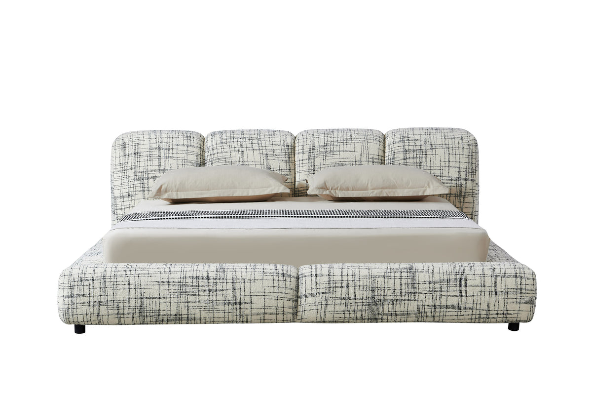 Queen Shiloh - Modern Off-White + Black Fabric Bed by VIG Furniture - View 1