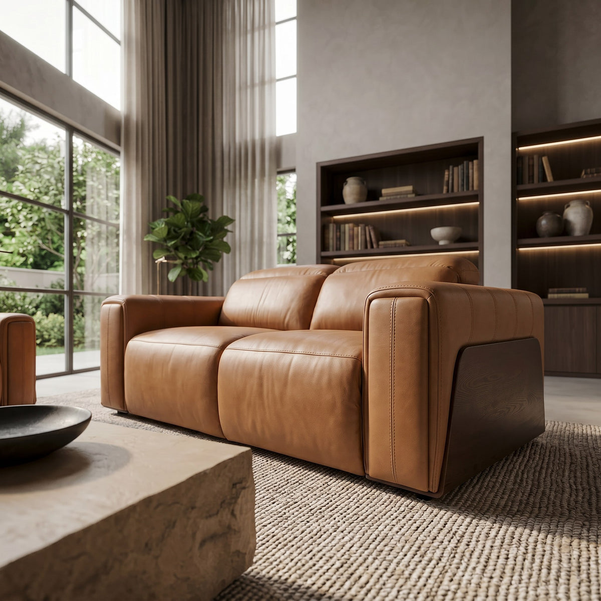 Sandstone - Modern Brown Leather Sofa Set w/ Electric Recliners by VIG Furniture - View 13