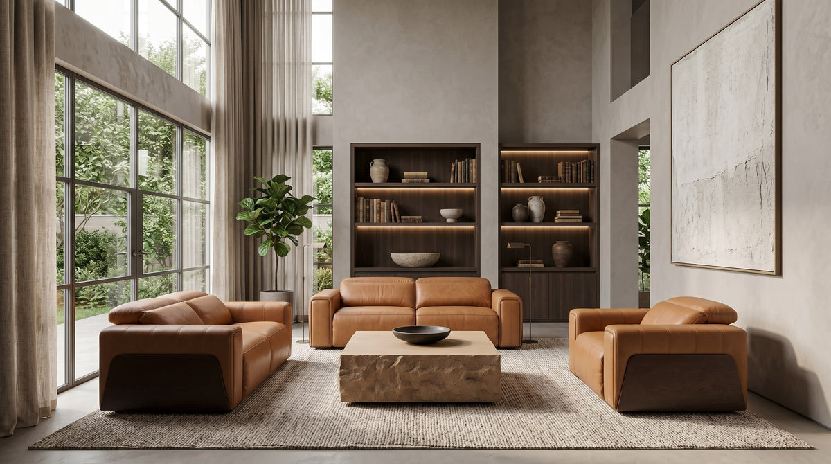 Sandstone - Modern Brown Leather Sofa Set w/ Electric Recliners by VIG Furniture - View 11
