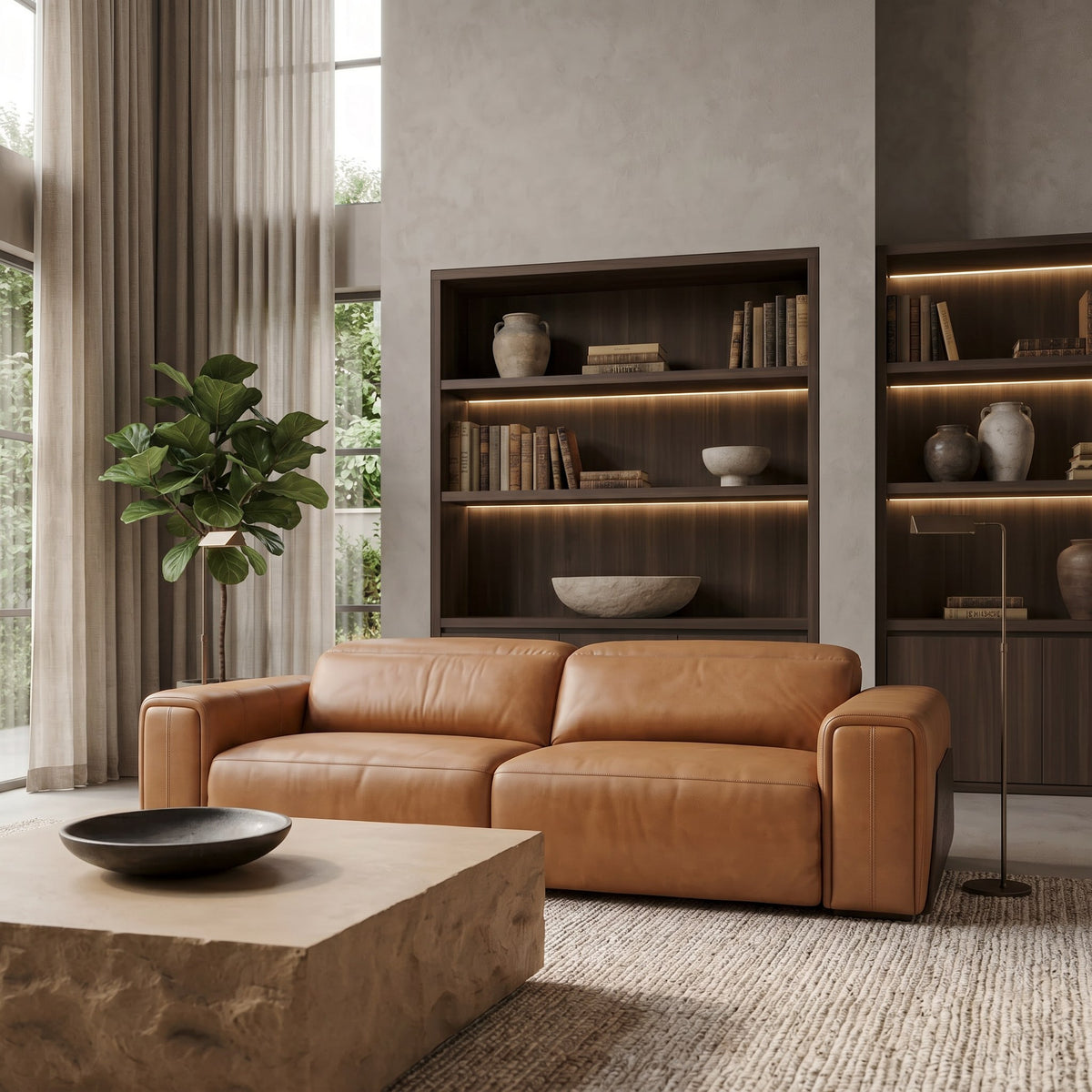 Sandstone - Modern Brown Leather Sofa w/ 2 Electric Recliners by VIG Furniture - View 8