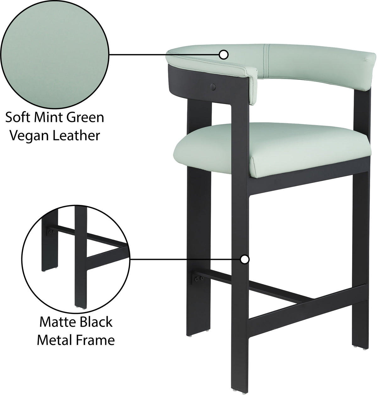 Romeo - Faux Leather Counter Stool With Black Base (Set of 2)