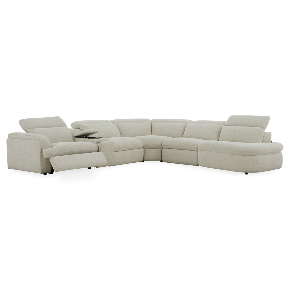 Ambler - Modern Off-White Fabric Sectional Sofa w/ 2 Power Recliners Right Facing Chaise by VIG Furniture - View 3
