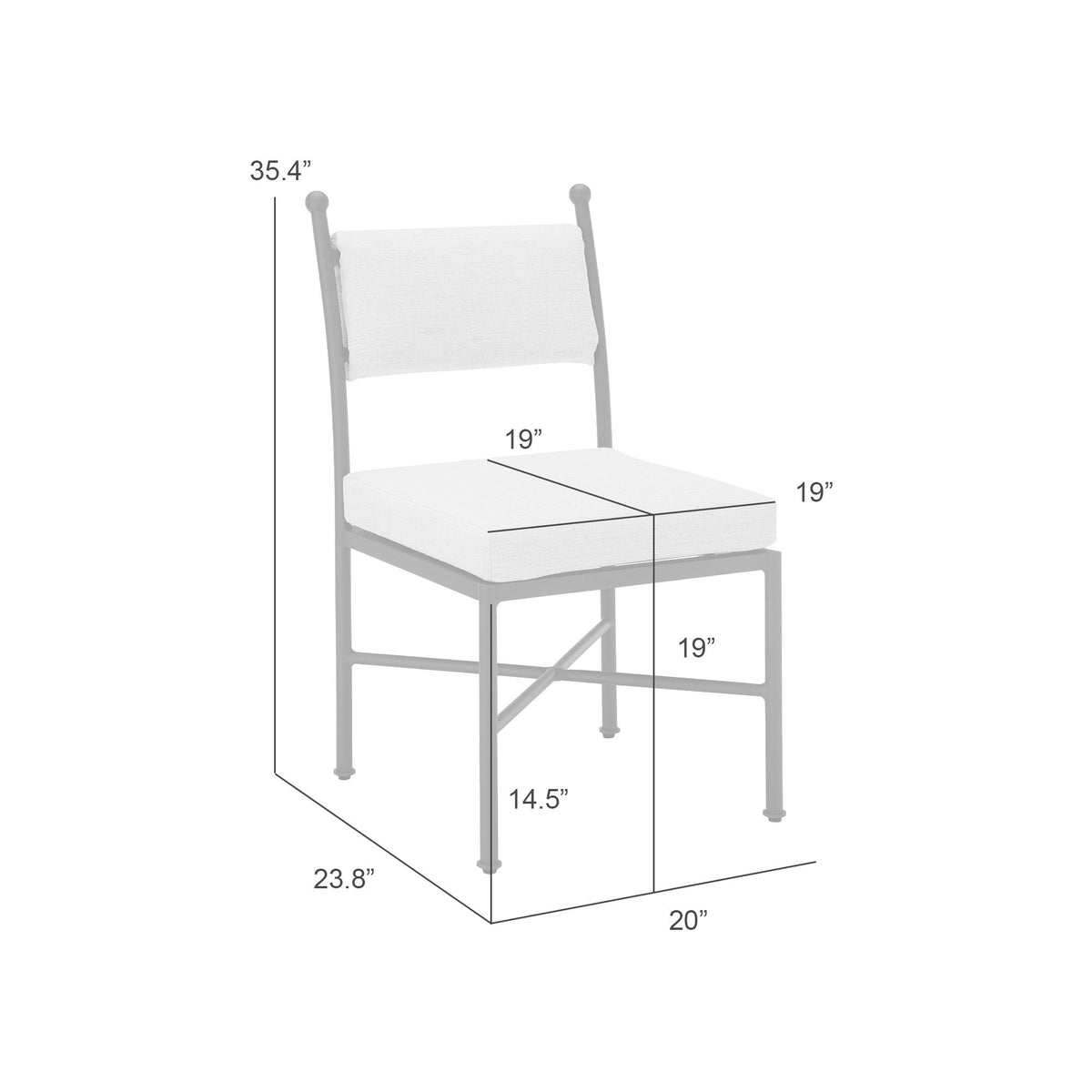 Leni - Outdoor Side Chair With Cushions And Powder Coated Aluminum Frame (Set of 2) - Moonveil / Warm Gray