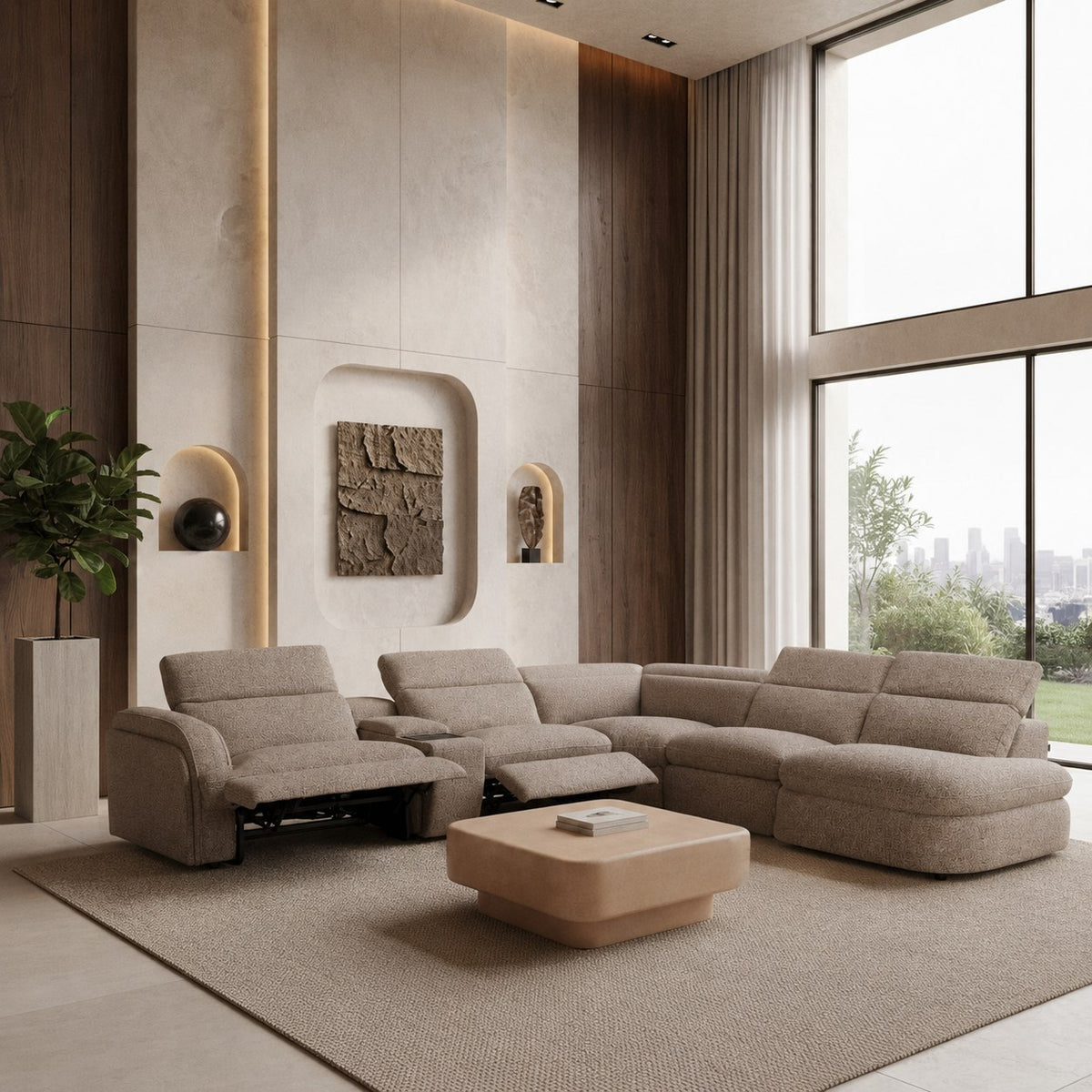 Ambler - Modern Brown Fabric Sectional Sofa w/ 2 Power Recliners Right Facing Chaise by VIG Furniture - View 12