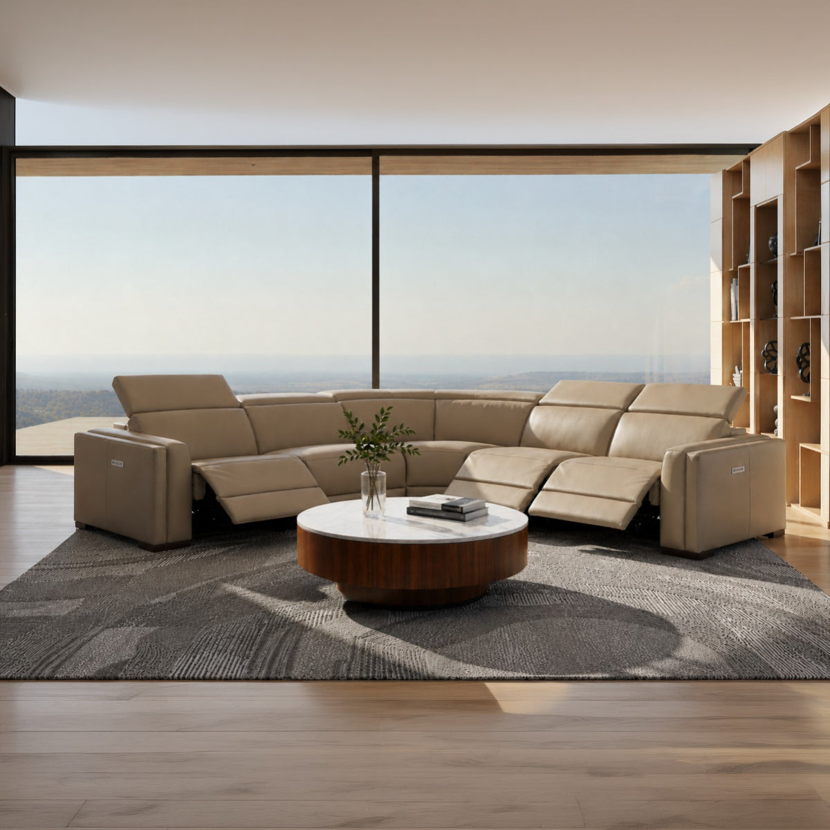 Frazier - Modern Tan Leather Sectional Sofa with 3 Recliners by VIG Furniture - View 10
