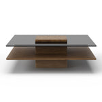 Clarion - Modern Walnut & Grey Glass Coffee Table by VIG Furniture - View 2