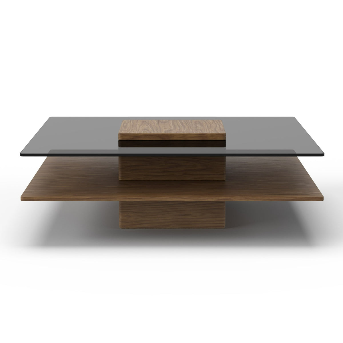 Clarion - Modern Walnut & Grey Glass Coffee Table by VIG Furniture - View 2