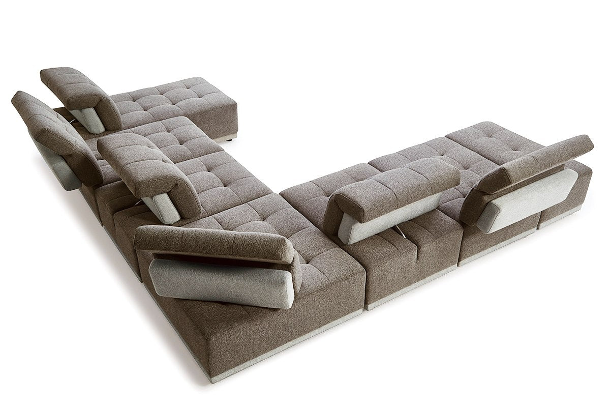 Ekron - Modern Brown & Beige Fabric Modular Sectional Sofa by VIG Furniture - View 2