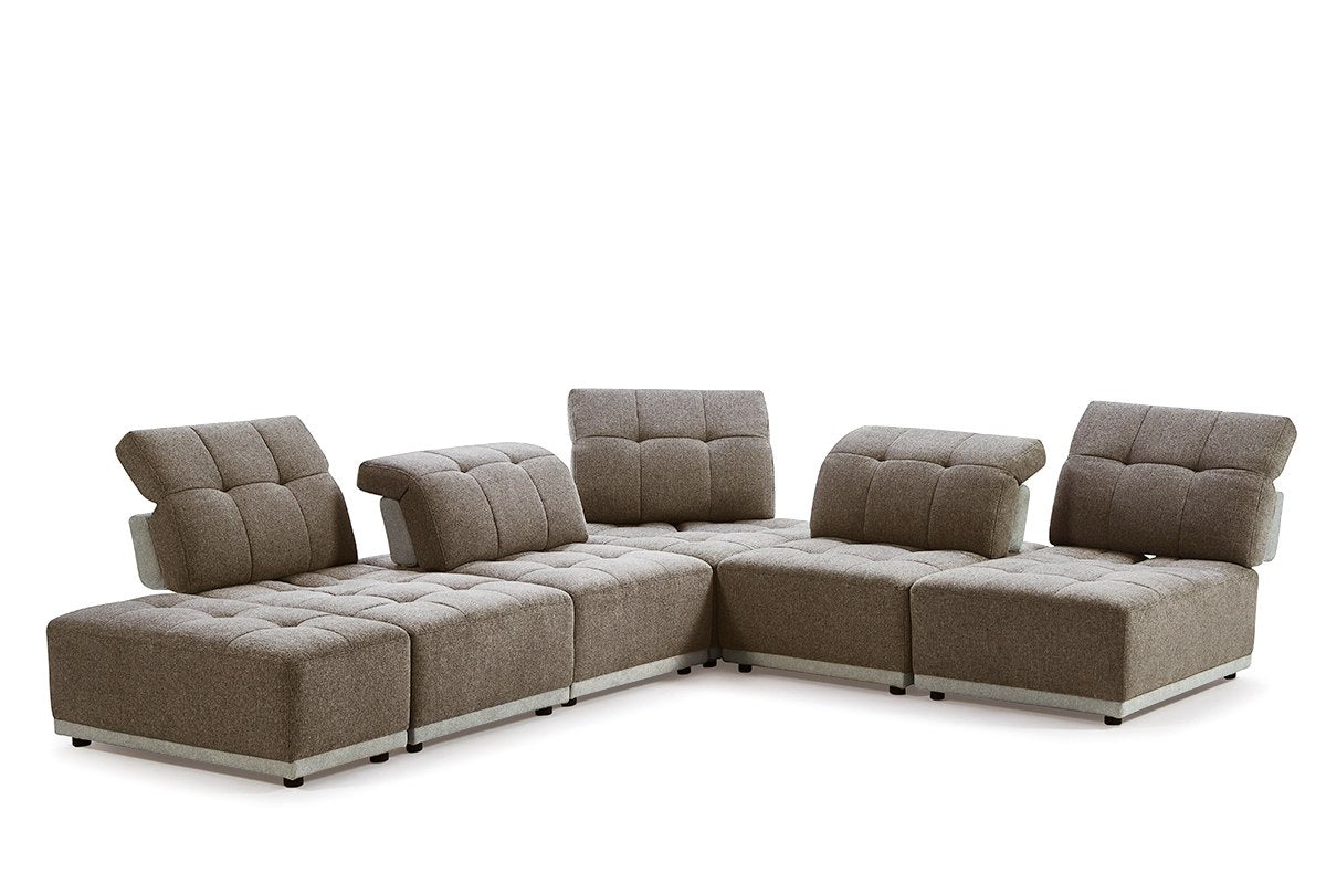 Ekron - Modern Brown & Beige Fabric Modular Sectional Sofa by VIG Furniture - View 3