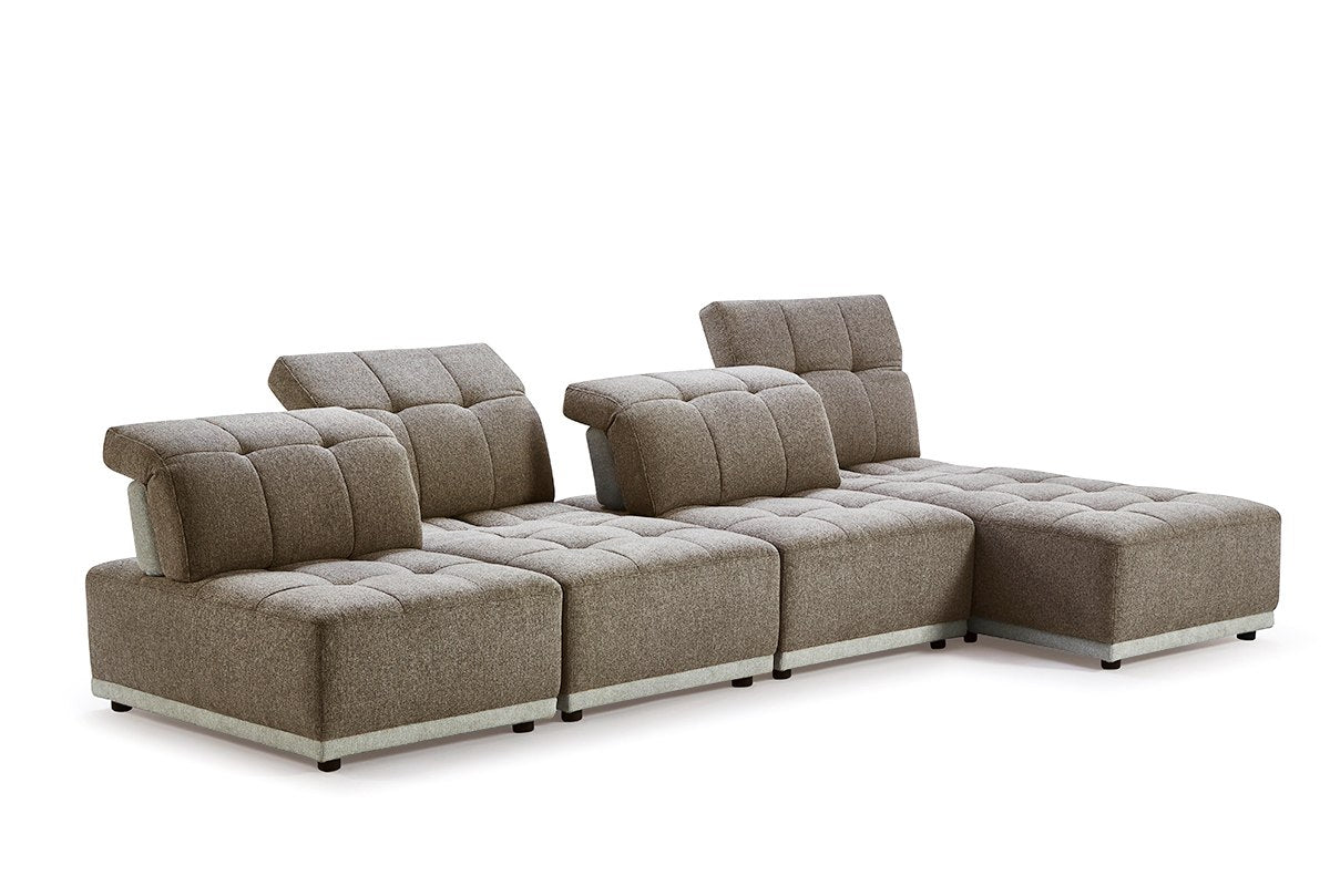 Ekron - Modern Brown & Beige Fabric Modular Sectional Sofa by VIG Furniture - View 4