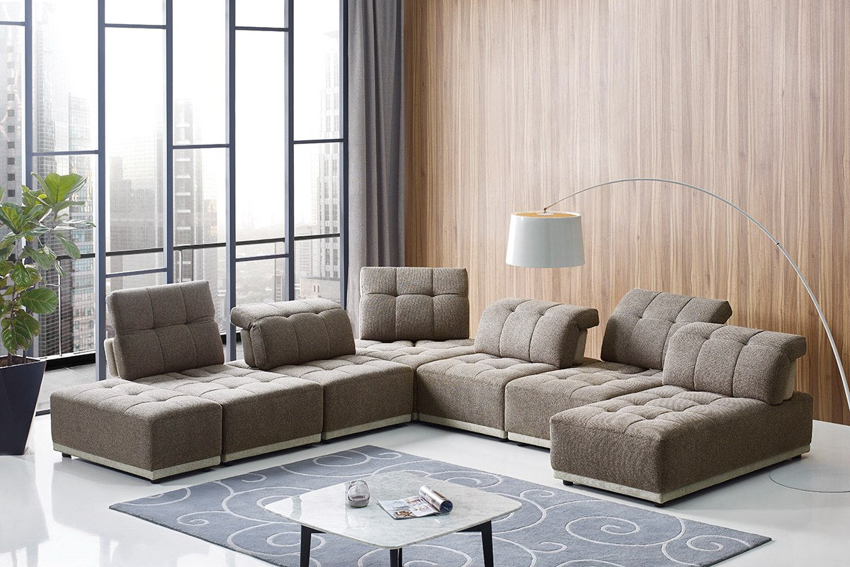 Ekron - Modern Brown & Beige Fabric Modular Sectional Sofa by VIG Furniture - View 5