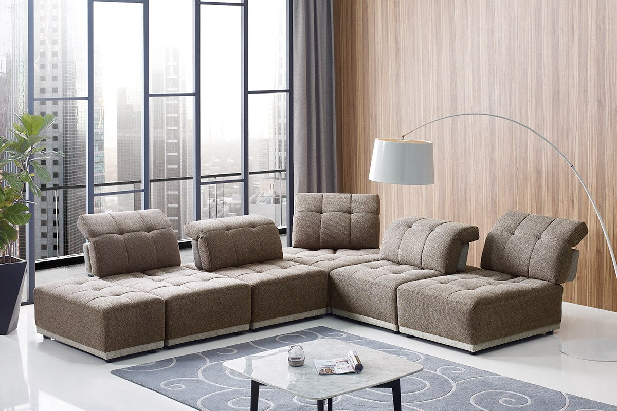 Ekron - Modern Brown & Beige Fabric Modular Sectional Sofa by VIG Furniture - View 7