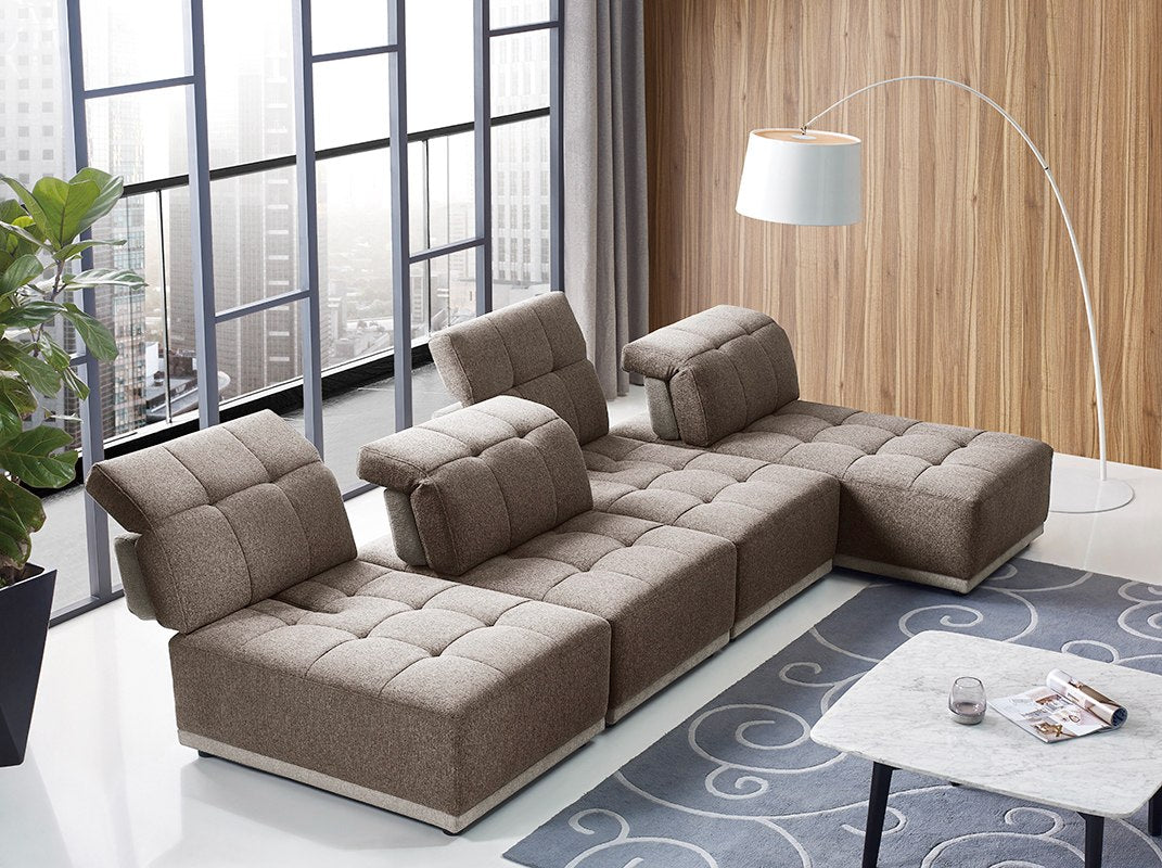 Ekron - Modern Brown & Beige Fabric Modular Sectional Sofa by VIG Furniture - View 8