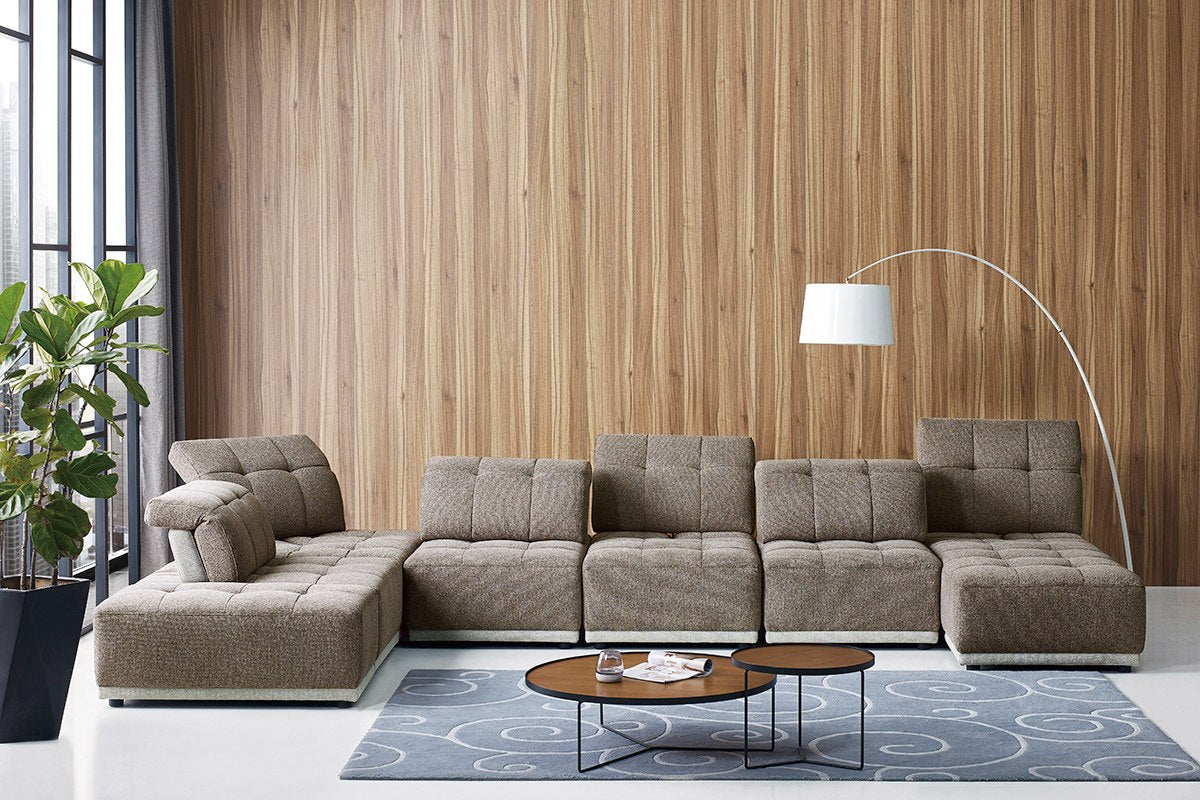 Ekron - Modern Brown & Beige Fabric Modular Sectional Sofa by VIG Furniture - View 9