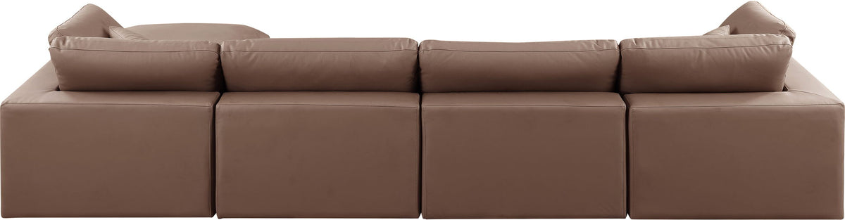 Comfy - 5 Piece Faux Leather Modular Sectional With Chaise