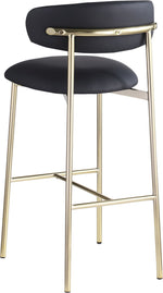 Lupita - Vegan Leather Upholstered Bar Stool With Brushed Gold Frame (Set of 2)