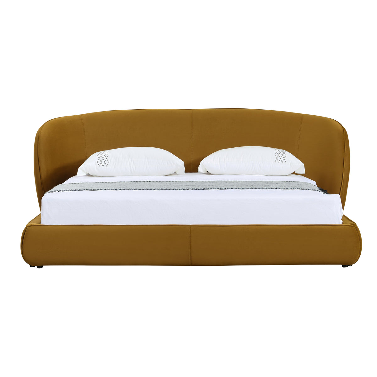 Eastern King Lambert - Modern Burnt Orange Fabric Upholstered Bed by VIG Furniture - View 1