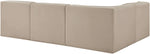 Rummi - Armless Velvet Performance Fabric Upholstered 4 Piece Modular Sectional