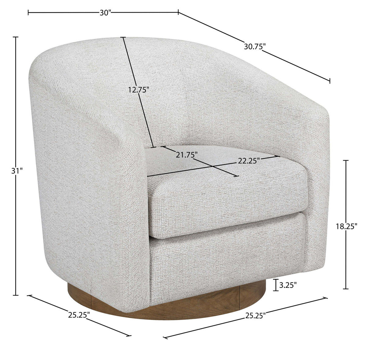 Modra - Performance Fabric Upholstered Swivel Accent Chair