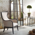 Sandy - Wing Back Armchair - Beige & Dark Brown