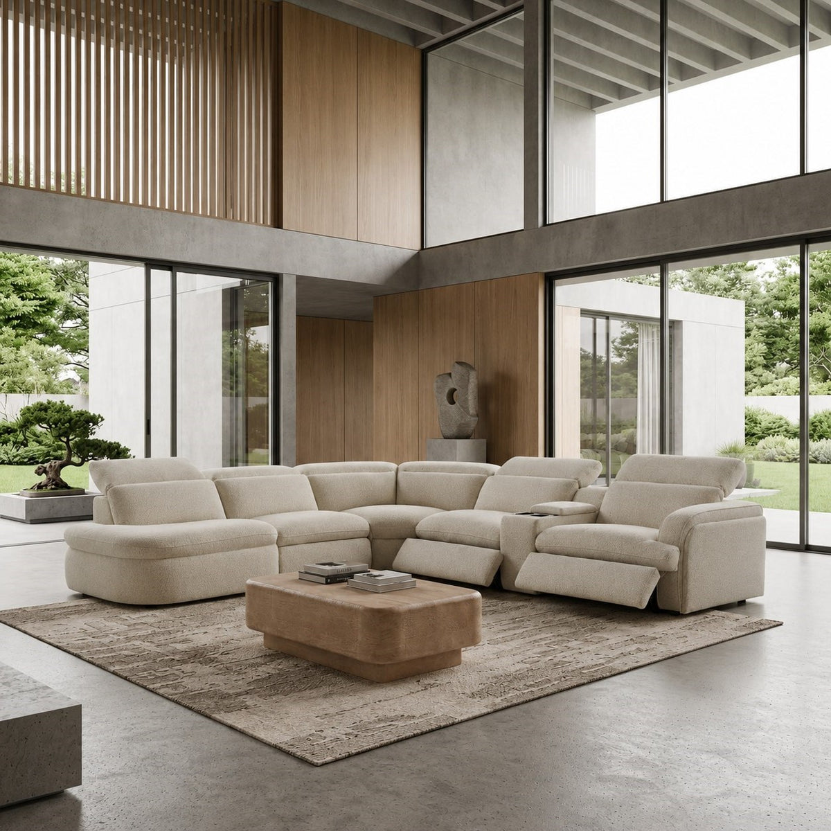 Ambler - Modern Off-White Fabric Sectional Sofa w/ 2 Power Recliners Left Facing Chaise by VIG Furniture - View 5