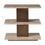 Travertini - 3 Tiered Accent Table - Bronze / Beige