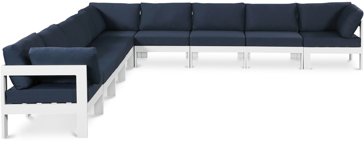 Nizuc - Outdoor Patio 9 Piece Modular Sectional With White Frame