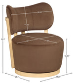 Elara - Velvet Upholstered Swivel Accent Chair - Stained Natural