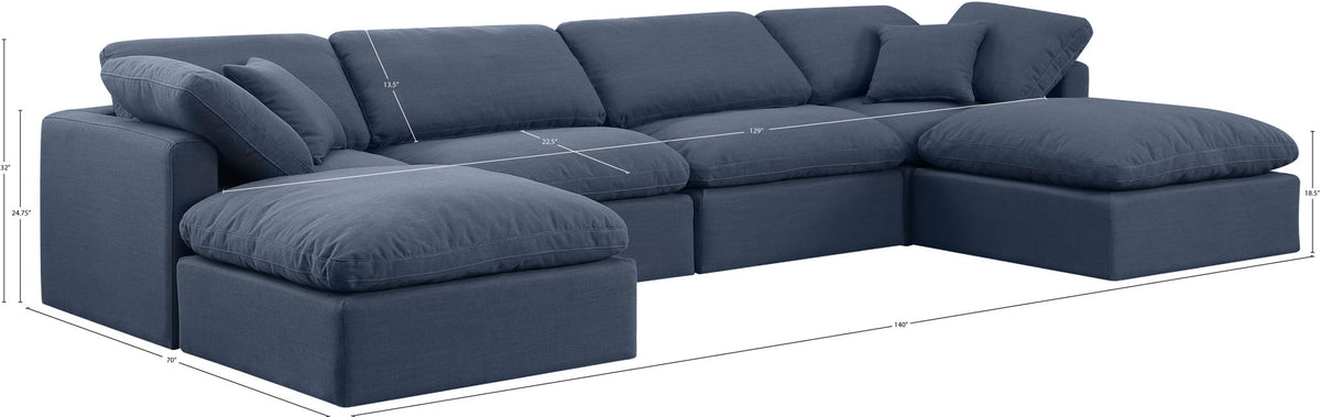Indulge - Linen 6 Piece Modular Double Chaise Sectional