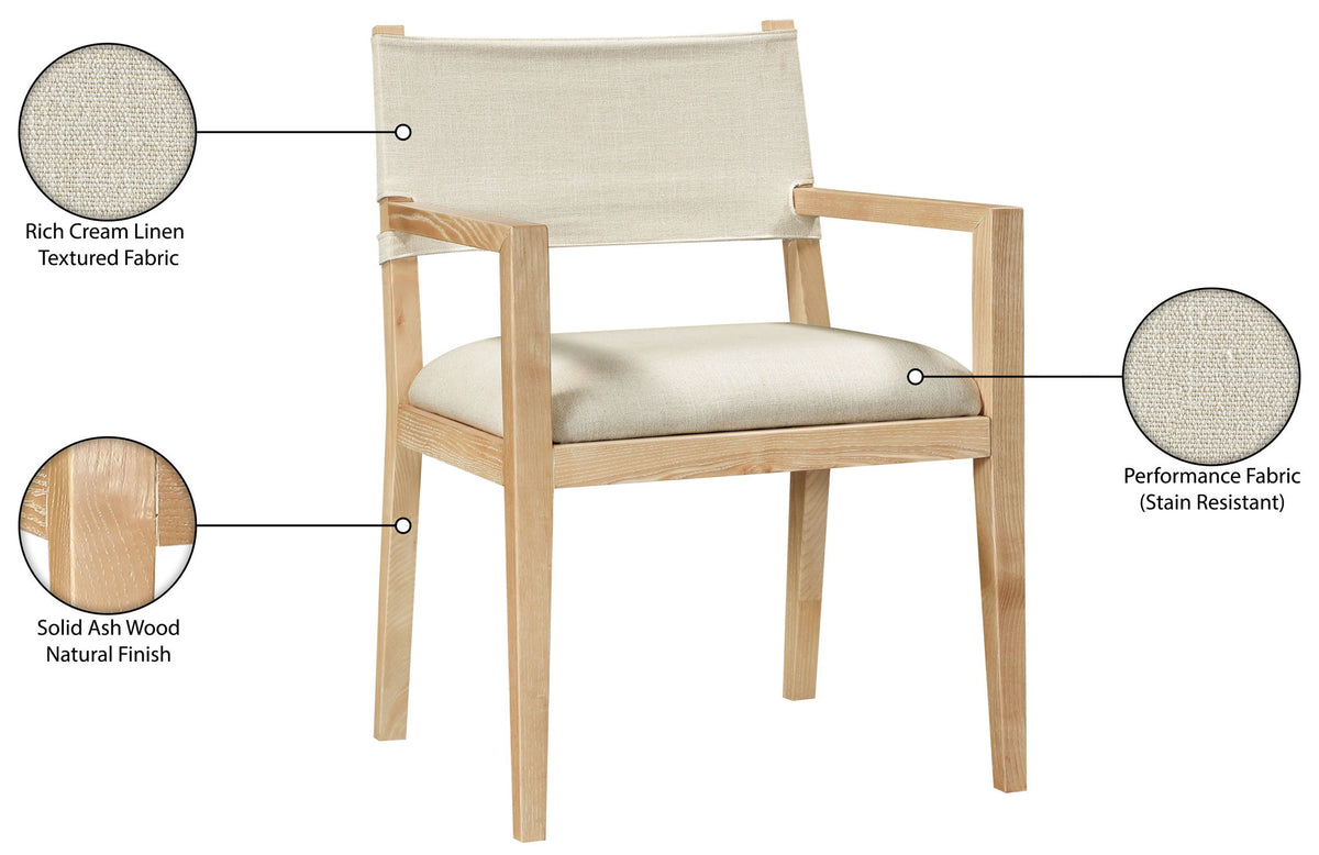 Avon - Linen Textured Performance Fabric Upholstered Dining Arm Chair