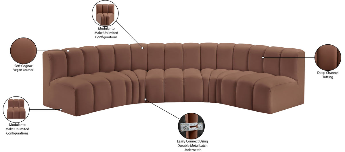 Arc - Faux Leather 5 Piece U-Shaped Modular Sofa