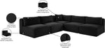 Shaggy - 5 Piece Modular Corner Armless Sectional
