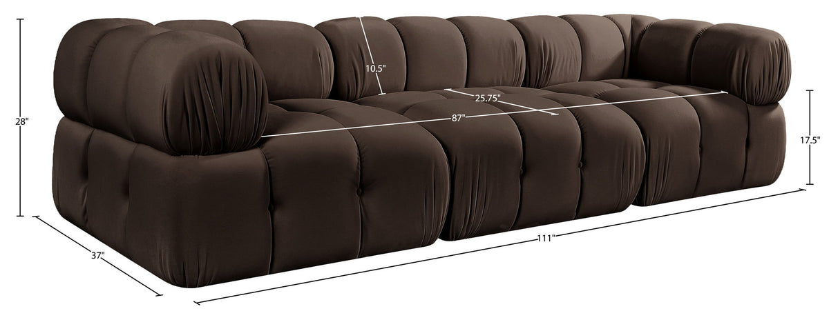 Orin - Velvet Performance Fabric Upholstered 3 Piece Modular Sofa