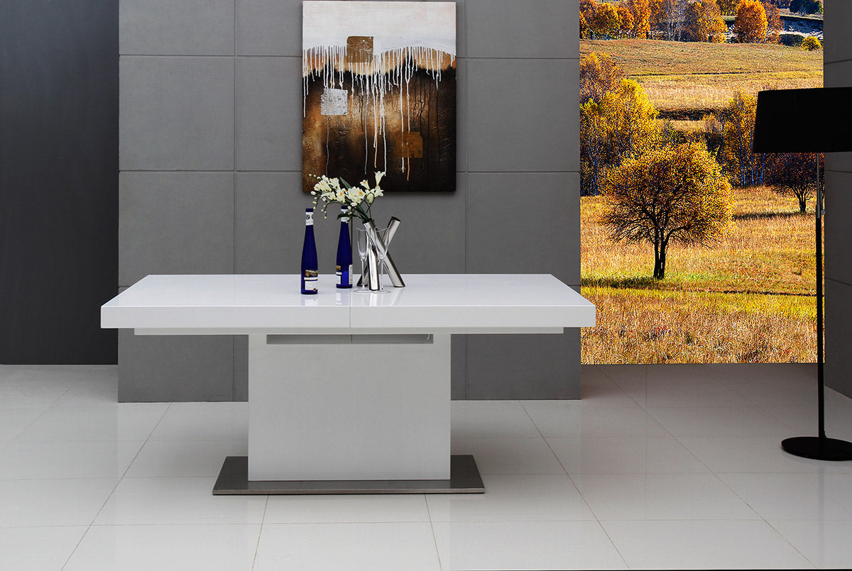 Zenith Modern White Extendable Dining Table by VIG Furniture - View 8