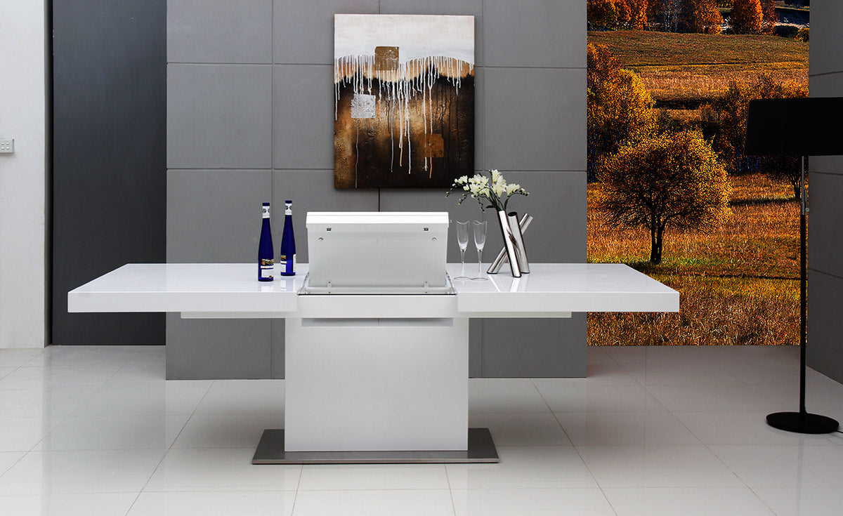 Zenith Modern White Extendable Dining Table by VIG Furniture - View 9